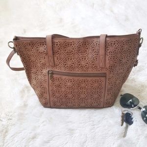 T-Shirt & Jeans Laser Cut Shoulder Satchel Purse